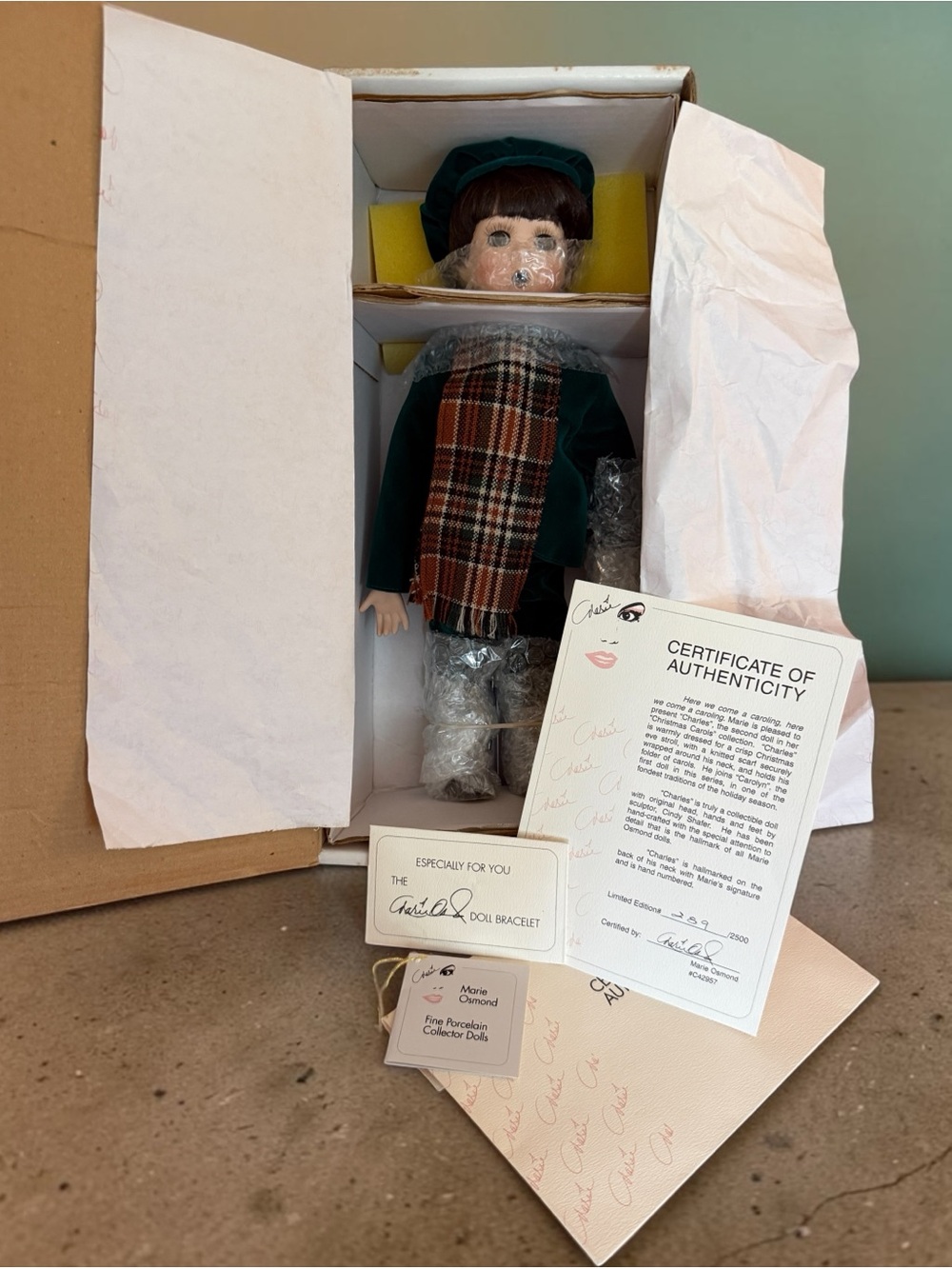 “Charles” the 2nd doll of the “Christmas Carols” porcelain doll collection